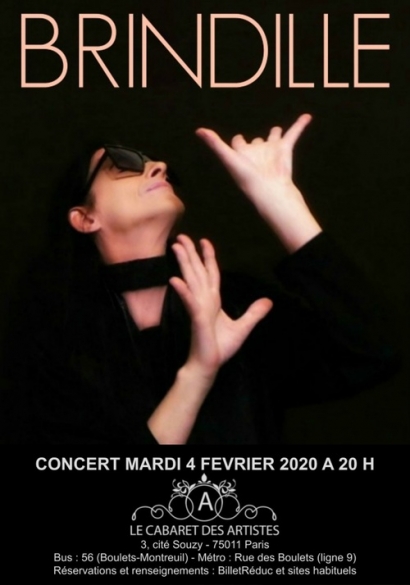Brindille concert à l'Artishow Cabaret - Le cabaret des artistes - Mardi 4 fevrier 2020 à 20 H  LABEL DE NUIT